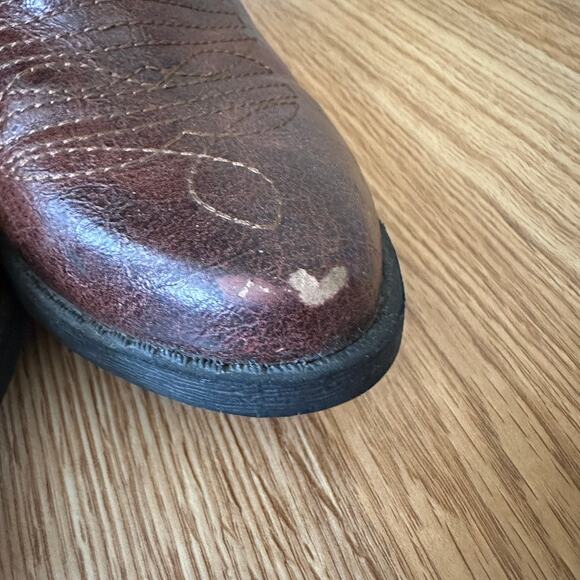 Cherokee Faux Leather YOUTH SIZE 2 Cowboy Boot Embroidered Western Brown - Picture 6 of 12